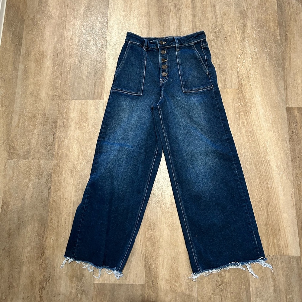 Hidden Jeans Carpenter Cropped Raw Hem Dark Rinse size 28